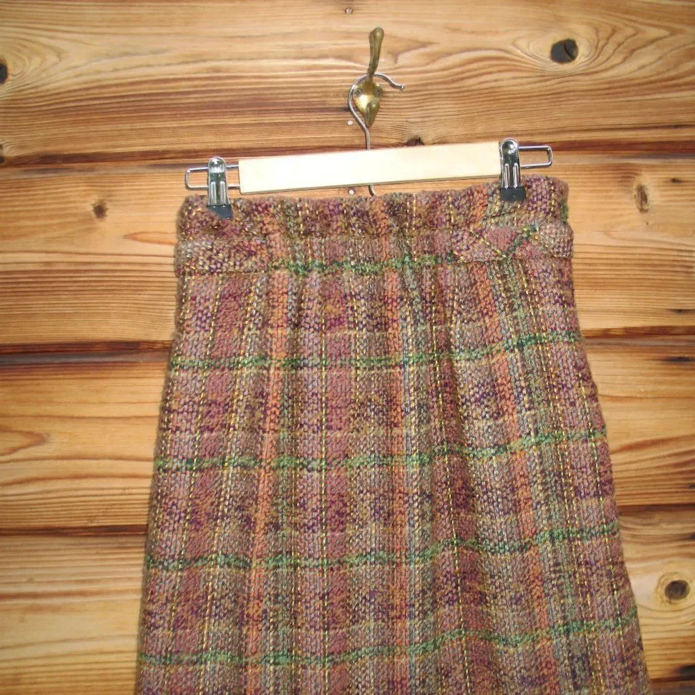 Multi Color Plaid Wool Blend Skirt